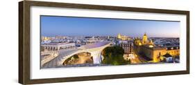Spain, Andalusia, Seville. Metropol Parasol Structure and City at Dusk-Matteo Colombo-Framed Photographic Print