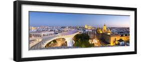 Spain, Andalusia, Seville. Metropol Parasol Structure and City at Dusk-Matteo Colombo-Framed Photographic Print