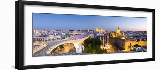 Spain, Andalusia, Seville. Metropol Parasol Structure and City at Dusk-Matteo Colombo-Framed Photographic Print