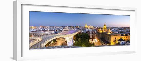 Spain, Andalusia, Seville. Metropol Parasol Structure and City at Dusk-Matteo Colombo-Framed Photographic Print