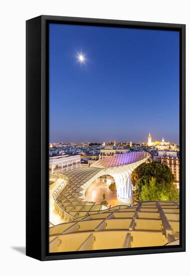 Spain, Andalusia, Seville. Metropol Parasol Structure and City at Dusk-Matteo Colombo-Framed Stretched Canvas