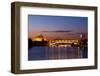 Spain, Andalusia, Seville, Pasarela De La Cartuja, Evening, Bridge, Tourboat-Chris Seba-Framed Photographic Print