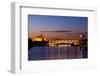 Spain, Andalusia, Seville, Pasarela De La Cartuja, Evening, Bridge, Tourboat-Chris Seba-Framed Photographic Print