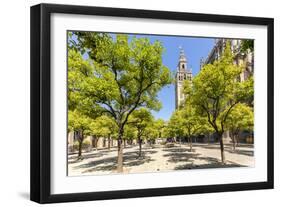 Spain, Andalusia, Seville. Patio De Los Naranjos in the Cathedral and Giralda Tower-Matteo Colombo-Framed Photographic Print