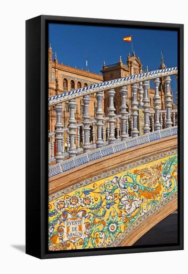 Spain, Andalusia, Seville, Plaza De Espana, Bridge, Puente De Castilla, Close-Up-Chris Seba-Framed Stretched Canvas