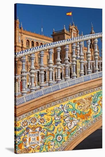 Spain, Andalusia, Seville, Plaza De Espana, Bridge, Puente De Castilla, Close-Up-Chris Seba-Stretched Canvas