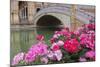 Spain, Andalusia, Seville. Plaza de Espana, ornate bridge with flowers.-Brenda Tharp-Mounted Photographic Print