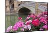 Spain, Andalusia, Seville. Plaza de Espana, ornate bridge with flowers.-Brenda Tharp-Mounted Photographic Print