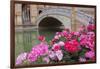 Spain, Andalusia, Seville. Plaza de Espana, ornate bridge with flowers.-Brenda Tharp-Framed Photographic Print