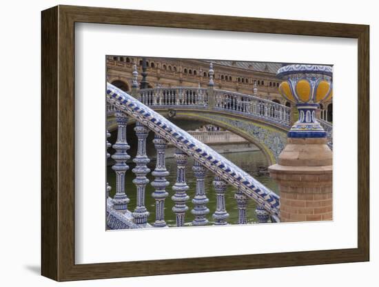 Spain, Andalusia, Seville. Plaza de Espana, ornate bridge.-Brenda Tharp-Framed Photographic Print