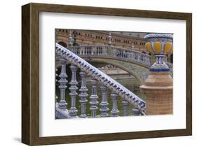 Spain, Andalusia, Seville. Plaza de Espana, ornate bridge.-Brenda Tharp-Framed Photographic Print