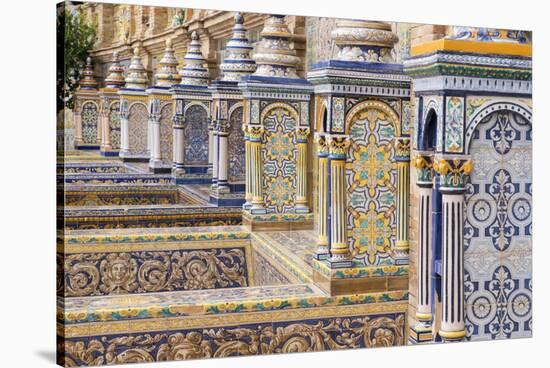 Spain, Andalusia, Seville. Plaza de Espana, ornate bridge.-Brenda Tharp-Stretched Canvas