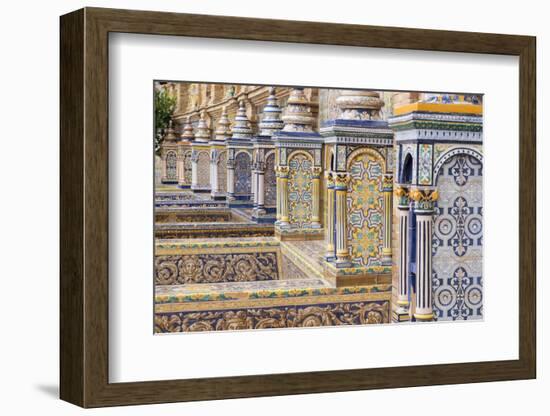 Spain, Andalusia, Seville. Plaza de Espana, ornate bridge.-Brenda Tharp-Framed Photographic Print