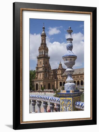 Spain, Andalusia, Seville. Plaza de Espana, ornate bridge.-Brenda Tharp-Framed Photographic Print