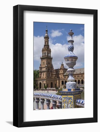 Spain, Andalusia, Seville. Plaza de Espana, ornate bridge.-Brenda Tharp-Framed Photographic Print