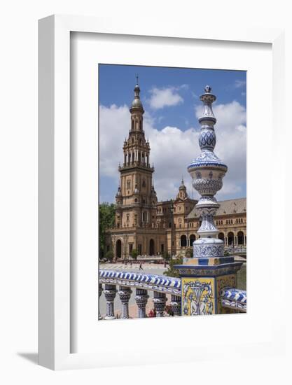 Spain, Andalusia, Seville. Plaza de Espana, ornate bridge.-Brenda Tharp-Framed Photographic Print