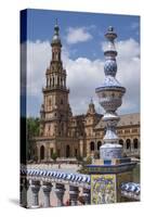 Spain, Andalusia, Seville. Plaza de Espana, ornate bridge.-Brenda Tharp-Stretched Canvas
