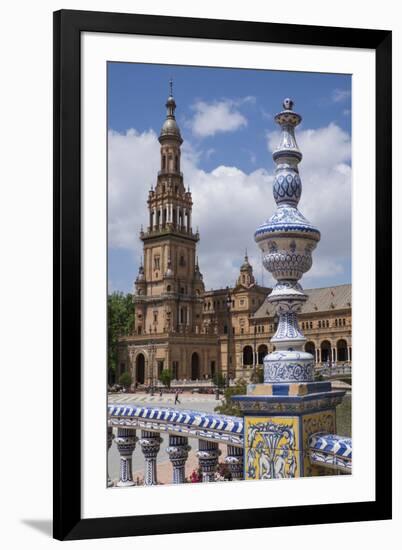 Spain, Andalusia, Seville. Plaza de Espana, ornate bridge.-Brenda Tharp-Framed Premium Photographic Print