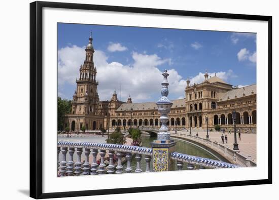 Spain, Andalusia, Seville. Plaza de Espana, ornate bridge.-Brenda Tharp-Framed Photographic Print