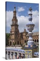 Spain, Andalusia, Seville. Plaza de Espana, ornate bridge.-Brenda Tharp-Stretched Canvas