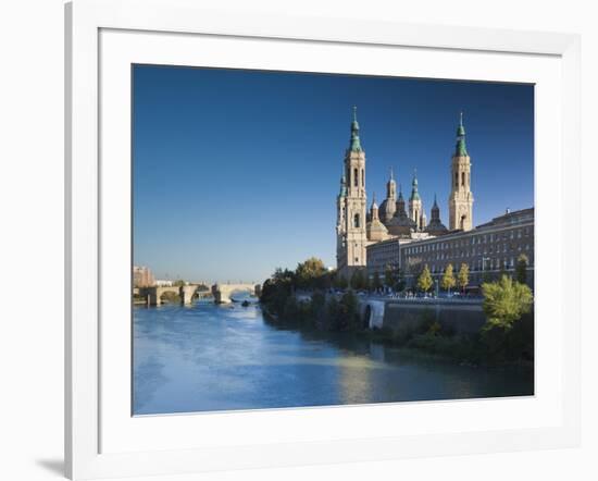 Spain, Aragon Region, Zaragoza Province, Zaragoza, Basilica De Nuestra Senora De Pilar on the Ebro-Walter Bibikow-Framed Photographic Print