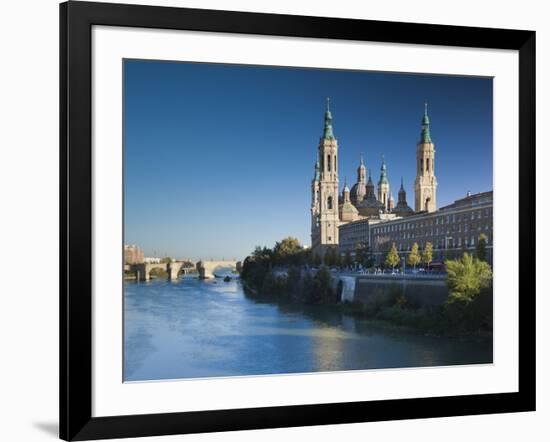 Spain, Aragon Region, Zaragoza Province, Zaragoza, Basilica De Nuestra Senora De Pilar on the Ebro-Walter Bibikow-Framed Photographic Print