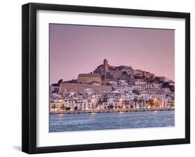 Spain, Balearic Islands, Ibiza, View of Ibiza Old Town (UNESCO Site), and Dalt Vila-Michele Falzone-Framed Photographic Print