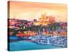 Spain Balearic Islands Majorca Cathedral w Harbour-Markus Bleichner-Stretched Canvas