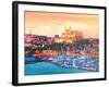 Spain Balearic Islands Majorca Cathedral w Harbour-Markus Bleichner-Framed Art Print