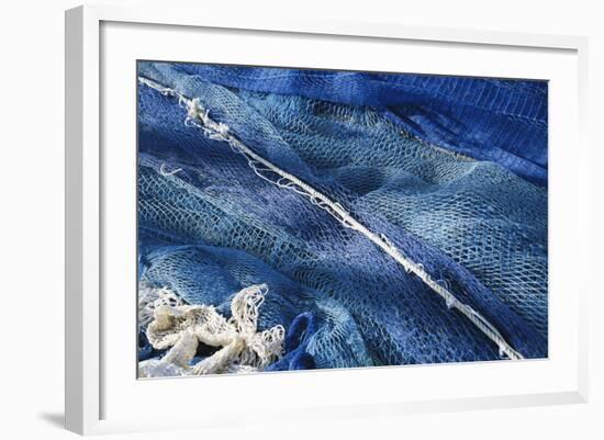 Spain, Balearic Islands, Menorca, Fishing Net at Port of Mao-Walter Bibikow-Framed Photographic Print