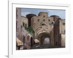 Spain, Barcelona, Bishop's Street with Ardiaca's House-null-Framed Giclee Print