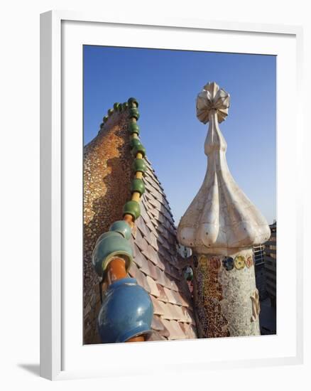 Spain, Barcelona, Casa Batllo, Roof Architecture-Steve Vidler-Framed Photographic Print