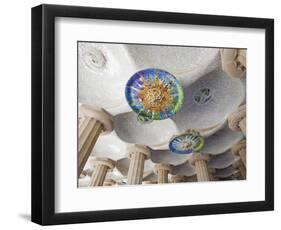 Spain, Barcelona, Guell Park, Ceiling Detail in the Hall of Columns-Steve Vidler-Framed Photographic Print
