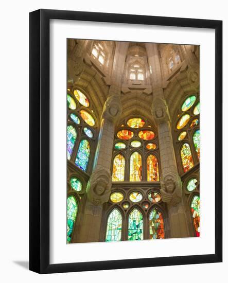 Spain, Barcelona, Sagrada Familia, Stained Glass Windows-Steve Vidler-Framed Photographic Print