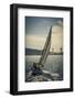 Spain, Barcelona. Sailboat on the Balearic Sea just off the coast.-Christopher Reed-Framed Photographic Print