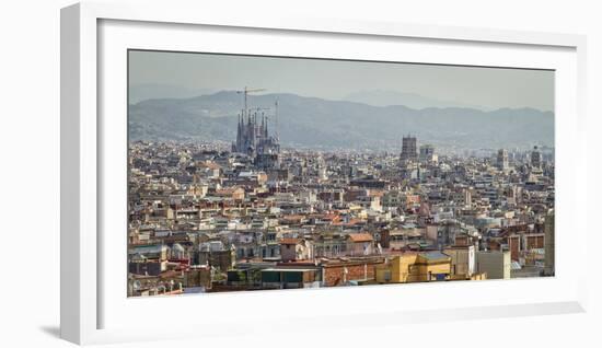 Spain, Barcelona. The cityscape viewed from the Palau Nacional.-Christopher Reed-Framed Photographic Print