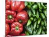 Spain, Barcelona, the Ramblas, la Boqueria Market, Vegetable Shop Display of Peppers-Steve Vidler-Mounted Photographic Print