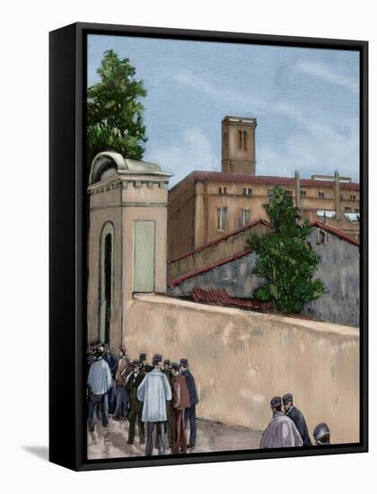 Spain. Barcelona. Working Demonstration. Spain-null-Framed Stretched Canvas