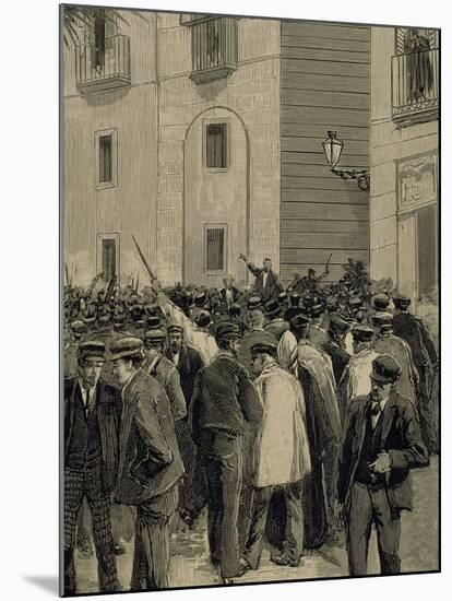 Spain, Barcelona, Working Demonstration-null-Mounted Giclee Print