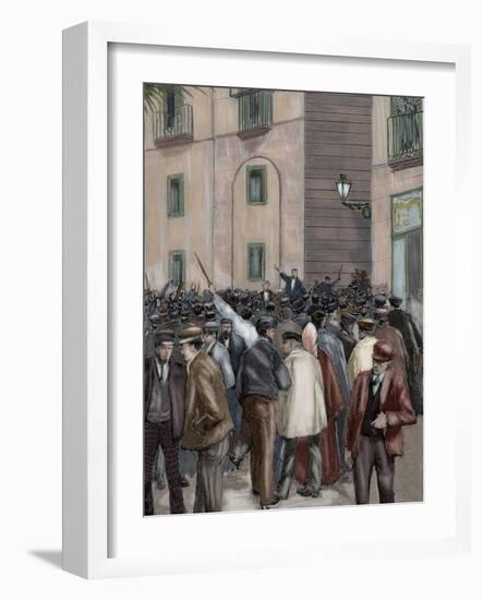 Spain. Barcelona. Working Demonstration-null-Framed Giclee Print