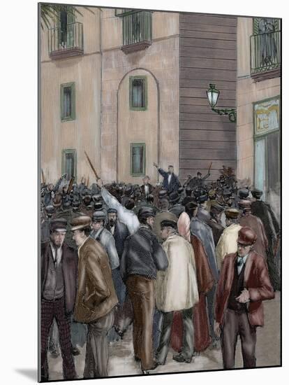 Spain. Barcelona. Working Demonstration-null-Mounted Giclee Print