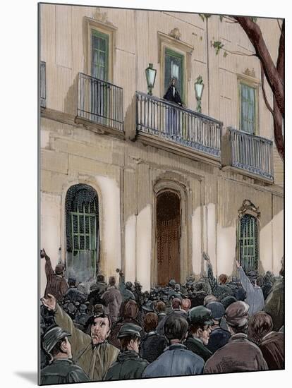 Spain. Barcelona. Working Demonstration-null-Mounted Giclee Print