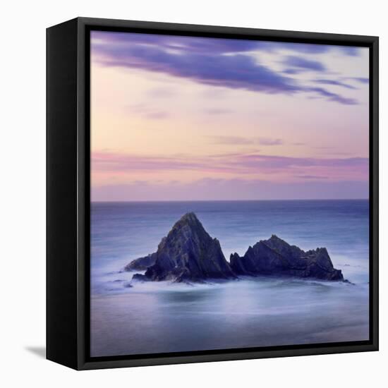 Spain, Basque, Ondarroa, Rock Formations at Sea-Shaun Egan-Framed Stretched Canvas