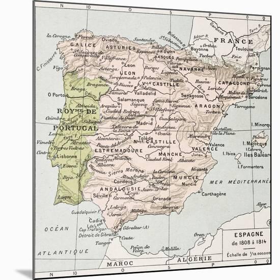 Spain Between 1808 And 1814 Old Map-marzolino-Mounted Art Print