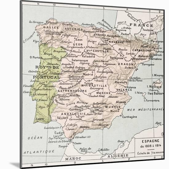 Spain Between 1808 And 1814 Old Map-marzolino-Mounted Art Print