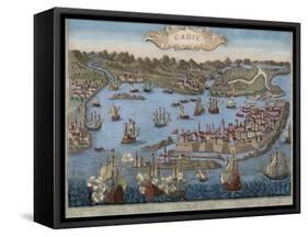 Spain, Cadiz, City and Port, Engraving-null-Framed Stretched Canvas