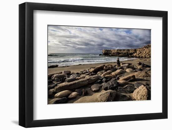 Spain, Canary Islands, Fuerteventura, Beach, Stone Tower, Sea-Andrea Haase-Framed Photographic Print