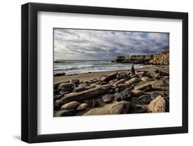 Spain, Canary Islands, Fuerteventura, Beach, Stone Tower, Sea-Andrea Haase-Framed Photographic Print