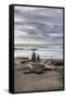 Spain, Canary Islands, Fuerteventura, Beach, Stone Tower, Sea-Andrea Haase-Framed Stretched Canvas