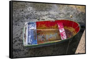 Spain, Canary Islands, Lanzarote, Arecife, Charco De San Gines, Fishing Boat, Dawn-Walter Bibikow-Framed Stretched Canvas